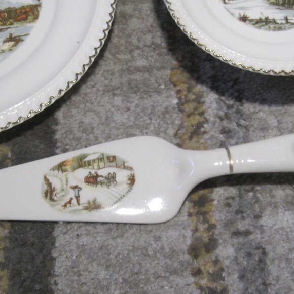 6 Currier and Ives “The Old Homestead In Winter" Collector Plates by Harkerware - Picture 4 of 7